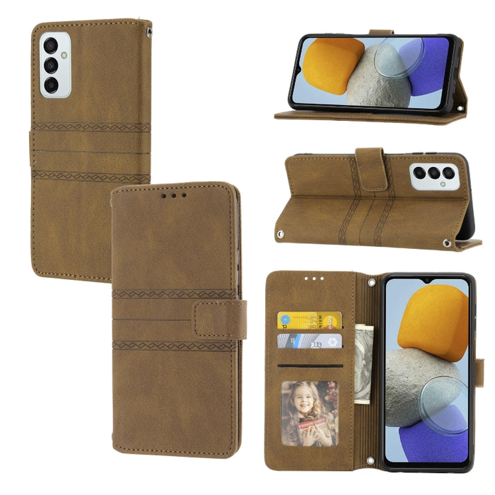 Estuche de cuero para teléfono con tapa horizontal con hebilla magnética a rayas en relieve, For vivo Y52s, For Motorola Moto G22, For Google Pixel 7, For Xiaomi Poco M4 Pro, For Nokia G21 / G11, For Google Pixel 7 Pro                                  ...