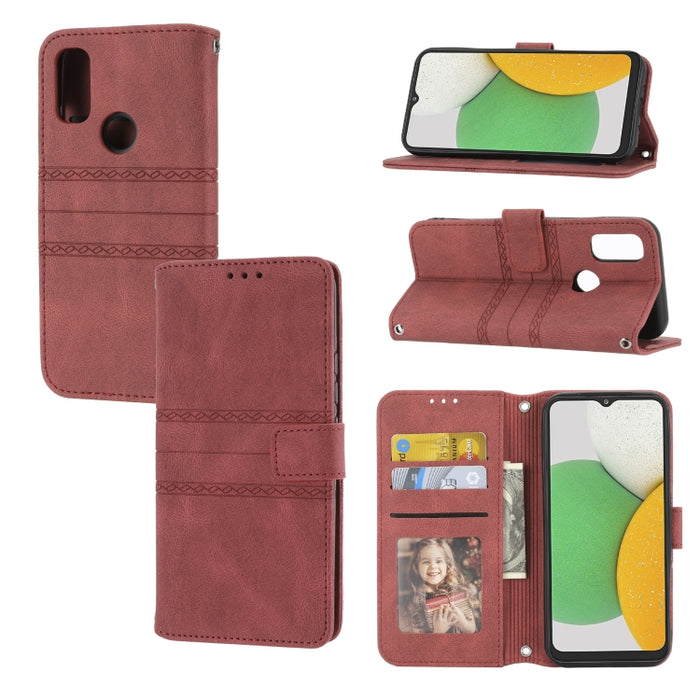 Estuche de cuero para teléfono con tapa horizontal con hebilla magnética a rayas en relieve, For vivo Y52s, For Motorola Moto G22, For Google Pixel 7, For Xiaomi Poco M4 Pro, For Nokia G21 / G11, For Google Pixel 7 Pro                                  ...
