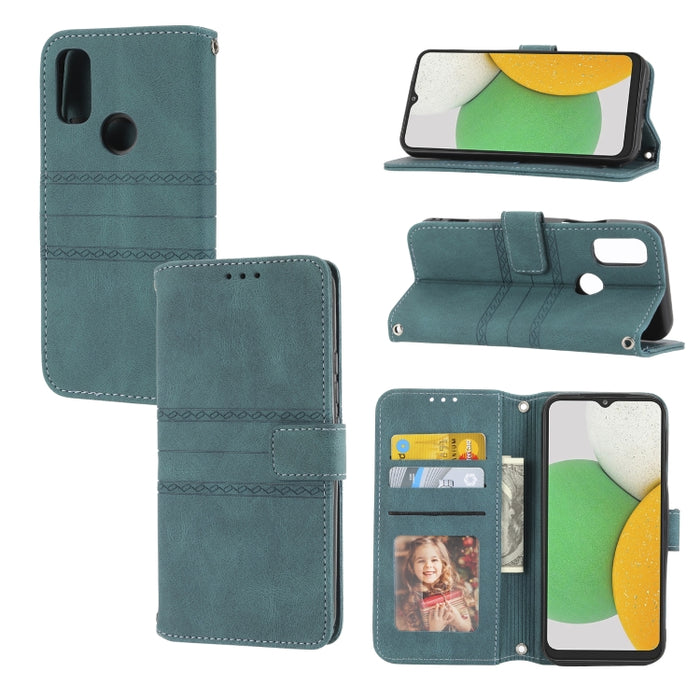 Estuche de cuero para teléfono con tapa horizontal con hebilla magnética a rayas en relieve, For vivo Y52s, For Motorola Moto G22, For Google Pixel 7, For Xiaomi Poco M4 Pro, For Nokia G21 / G11, For Google Pixel 7 Pro                                  ...