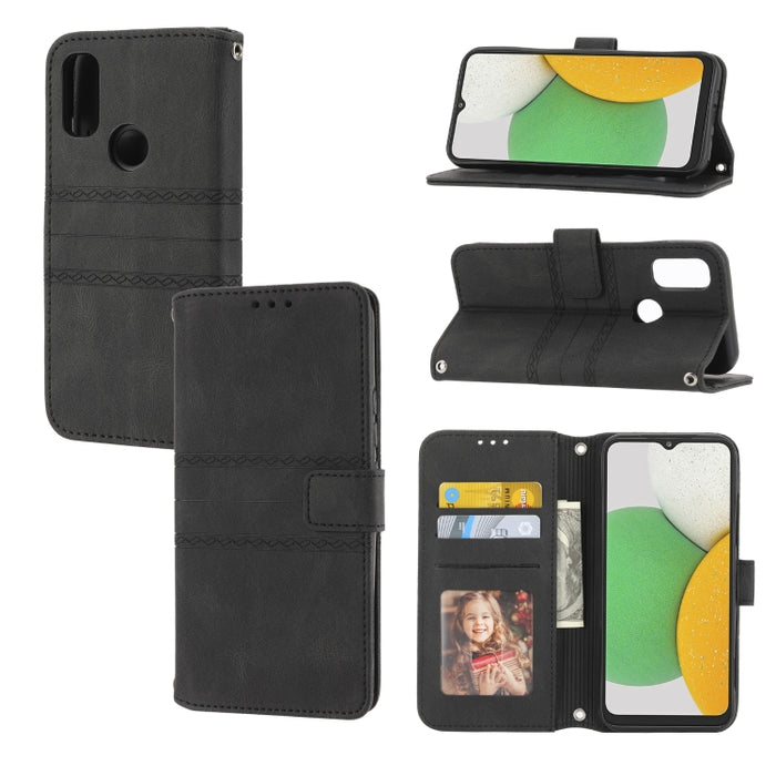 Estuche de cuero para teléfono con tapa horizontal con hebilla magnética a rayas en relieve, For vivo Y52s, For Motorola Moto G22, For Google Pixel 7, For Xiaomi Poco M4 Pro, For Nokia G21 / G11, For Google Pixel 7 Pro                                  ...