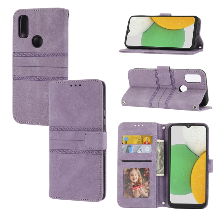 Estuche de cuero para teléfono con tapa horizontal con hebilla magnética a rayas en relieve, For vivo Y52s, For Motorola Moto G22, For Google Pixel 7, For Xiaomi Poco M4 Pro, For Nokia G21 / G11, For Google Pixel 7 Pro                                  ...