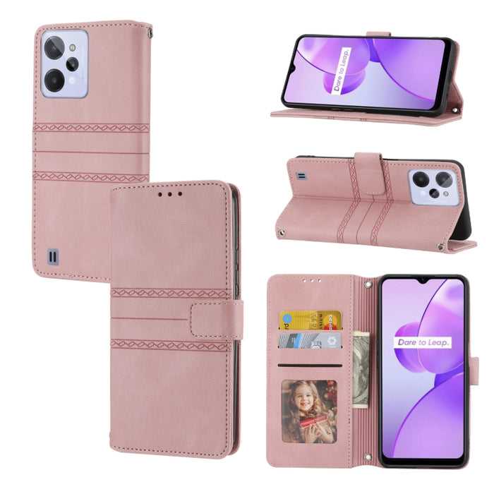 Estuche de cuero para teléfono con tapa horizontal con hebilla magnética a rayas en relieve, For vivo Y52s, For Motorola Moto G22, For Google Pixel 7, For Xiaomi Poco M4 Pro, For Nokia G21 / G11, For Google Pixel 7 Pro                                  ...