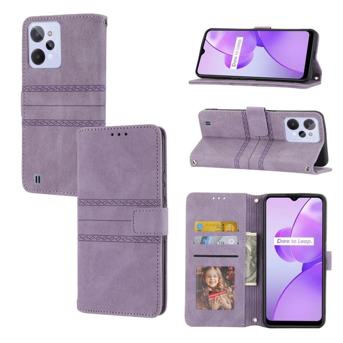 Estuche de cuero para teléfono con tapa horizontal con hebilla magnética a rayas en relieve, For vivo Y52s, For Motorola Moto G22, For Google Pixel 7, For Xiaomi Poco M4 Pro, For Nokia G21 / G11, For Google Pixel 7 Pro                                  ...