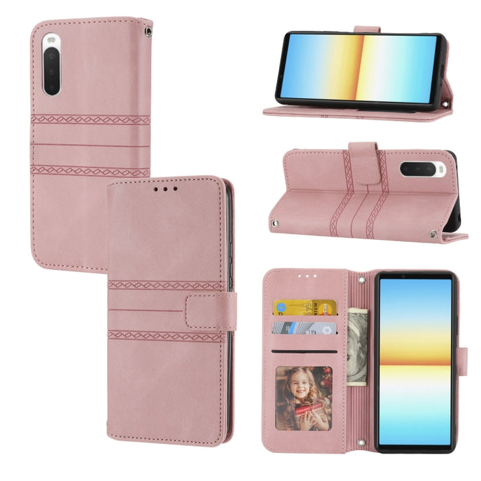 Estuche de cuero para teléfono con tapa horizontal con hebilla magnética a rayas en relieve, For vivo Y52s, For Motorola Moto G22, For Google Pixel 7, For Xiaomi Poco M4 Pro, For Nokia G21 / G11, For Google Pixel 7 Pro                                  ...