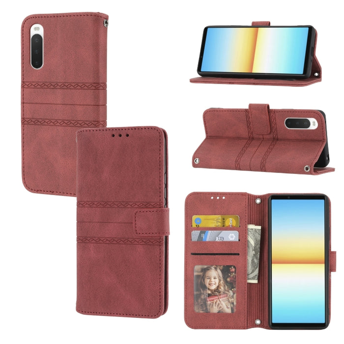 Estuche de cuero para teléfono con tapa horizontal con hebilla magnética a rayas en relieve, For vivo Y52s, For Motorola Moto G22, For Google Pixel 7, For Xiaomi Poco M4 Pro, For Nokia G21 / G11, For Google Pixel 7 Pro                                  ...