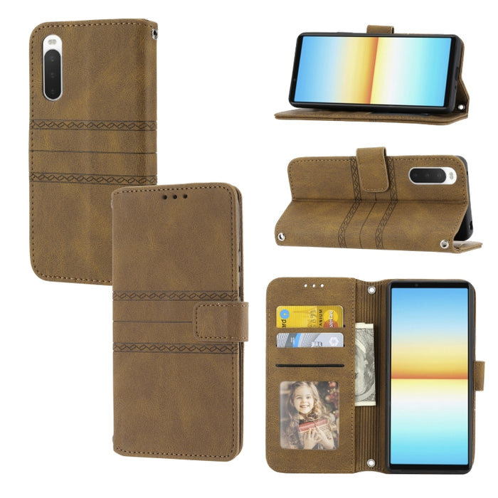 Estuche de cuero para teléfono con tapa horizontal con hebilla magnética a rayas en relieve, For vivo Y52s, For Motorola Moto G22, For Google Pixel 7, For Xiaomi Poco M4 Pro, For Nokia G21 / G11, For Google Pixel 7 Pro                                  ...