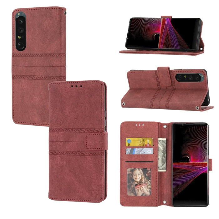 Estuche de cuero para teléfono con tapa horizontal con hebilla magnética a rayas en relieve, For vivo Y52s, For Motorola Moto G22, For Google Pixel 7, For Xiaomi Poco M4 Pro, For Nokia G21 / G11, For Google Pixel 7 Pro                                  ...
