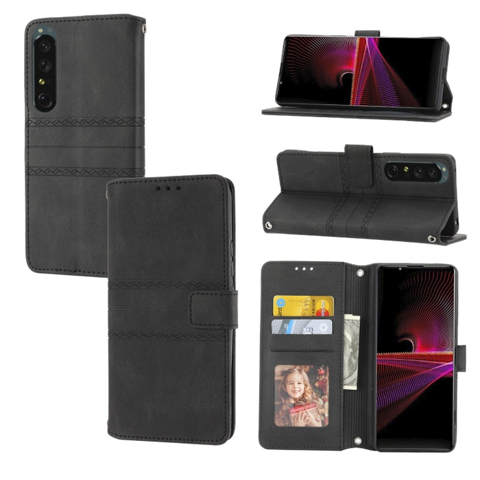 Estuche de cuero para teléfono con tapa horizontal con hebilla magnética a rayas en relieve, For vivo Y52s, For Motorola Moto G22, For Google Pixel 7, For Xiaomi Poco M4 Pro, For Nokia G21 / G11, For Google Pixel 7 Pro                                  ...