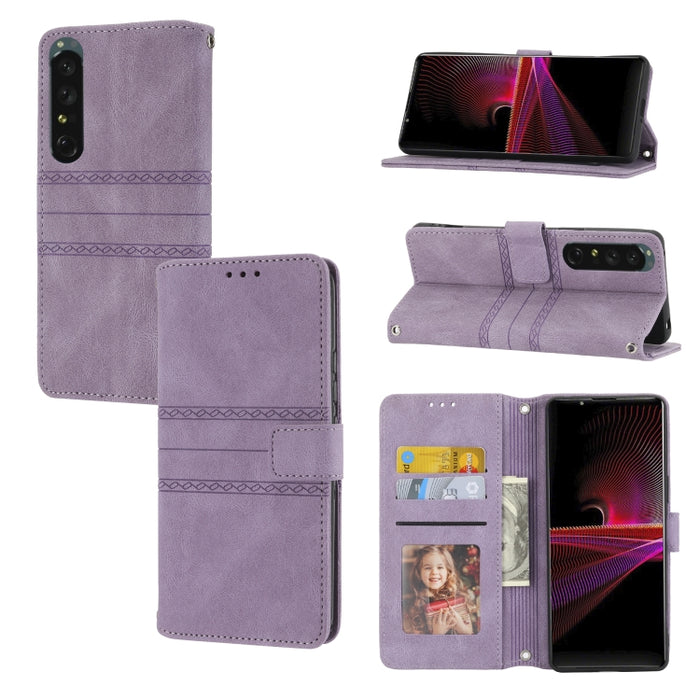 Estuche de cuero para teléfono con tapa horizontal con hebilla magnética a rayas en relieve, For vivo Y52s, For Motorola Moto G22, For Google Pixel 7, For Xiaomi Poco M4 Pro, For Nokia G21 / G11, For Google Pixel 7 Pro                                  ...