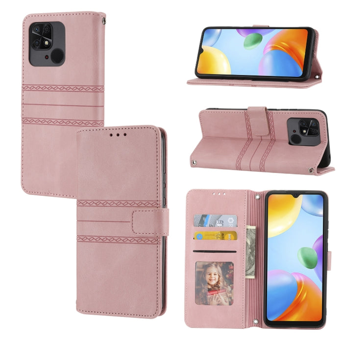 Estuche de cuero para teléfono con tapa horizontal con hebilla magnética a rayas en relieve, For vivo Y52s, For Motorola Moto G22, For Google Pixel 7, For Xiaomi Poco M4 Pro, For Nokia G21 / G11, For Google Pixel 7 Pro                                  ...
