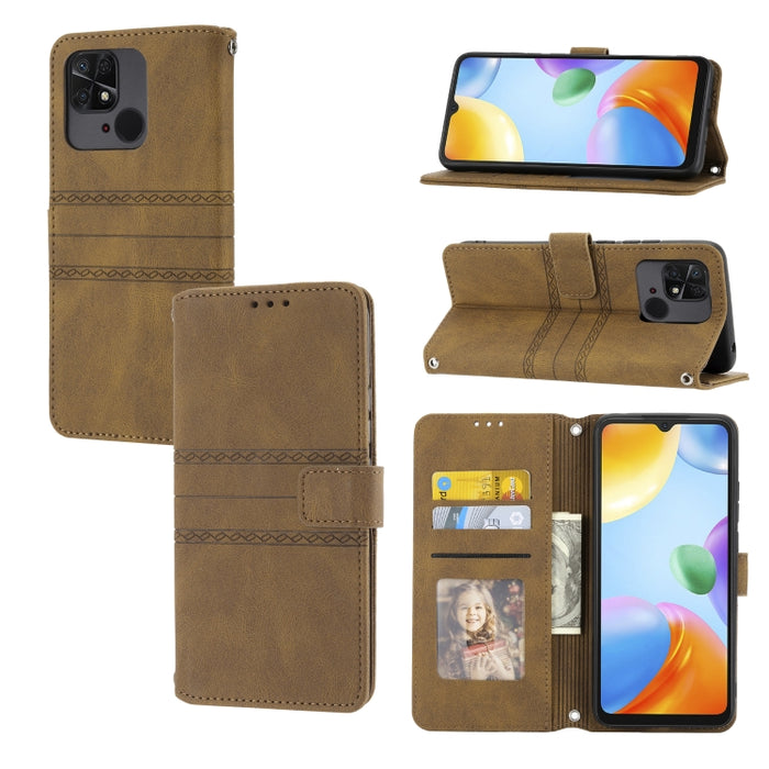 Estuche de cuero para teléfono con tapa horizontal con hebilla magnética a rayas en relieve, For vivo Y52s, For Motorola Moto G22, For Google Pixel 7, For Xiaomi Poco M4 Pro, For Nokia G21 / G11, For Google Pixel 7 Pro                                  ...