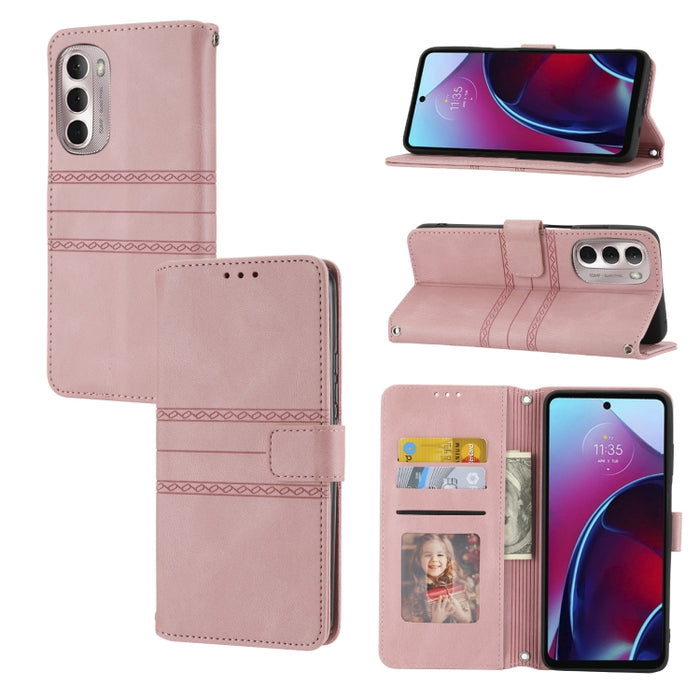 Estuche de cuero para teléfono con tapa horizontal con hebilla magnética a rayas en relieve, For vivo Y52s, For Motorola Moto G22, For Google Pixel 7, For Xiaomi Poco M4 Pro, For Nokia G21 / G11, For Google Pixel 7 Pro                                  ...