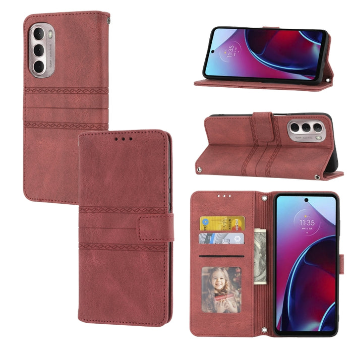Estuche de cuero para teléfono con tapa horizontal con hebilla magnética a rayas en relieve, For vivo Y52s, For Motorola Moto G22, For Google Pixel 7, For Xiaomi Poco M4 Pro, For Nokia G21 / G11, For Google Pixel 7 Pro                                  ...