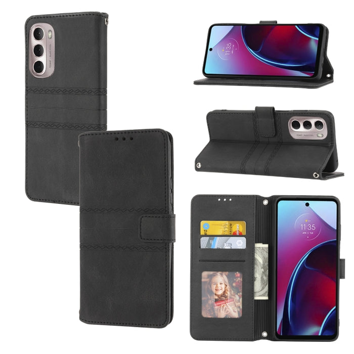 Estuche de cuero para teléfono con tapa horizontal con hebilla magnética a rayas en relieve, For vivo Y52s, For Motorola Moto G22, For Google Pixel 7, For Xiaomi Poco M4 Pro, For Nokia G21 / G11, For Google Pixel 7 Pro                                  ...