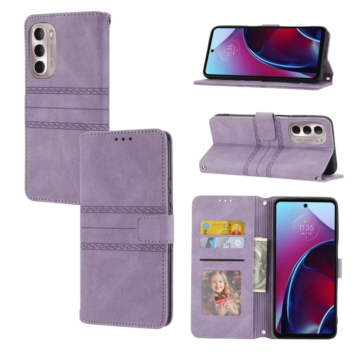 Estuche de cuero para teléfono con tapa horizontal con hebilla magnética a rayas en relieve, For vivo Y52s, For Motorola Moto G22, For Google Pixel 7, For Xiaomi Poco M4 Pro, For Nokia G21 / G11, For Google Pixel 7 Pro                                  ...