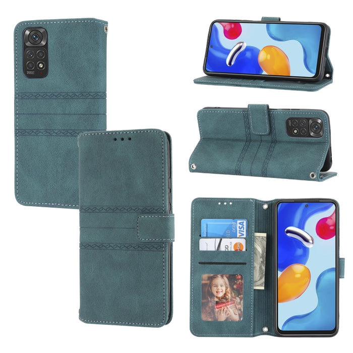 Estuche de cuero para teléfono con tapa horizontal con hebilla magnética a rayas en relieve, For vivo Y52s, For Motorola Moto G22, For Google Pixel 7, For Xiaomi Poco M4 Pro, For Nokia G21 / G11, For Google Pixel 7 Pro                                  ...