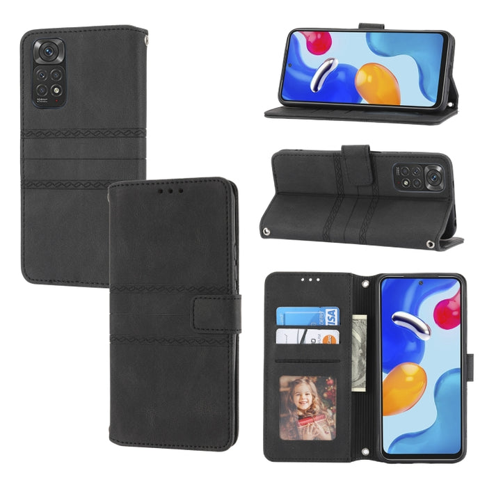 Estuche de cuero para teléfono con tapa horizontal con hebilla magnética a rayas en relieve, For vivo Y52s, For Motorola Moto G22, For Google Pixel 7, For Xiaomi Poco M4 Pro, For Nokia G21 / G11, For Google Pixel 7 Pro                                  ...