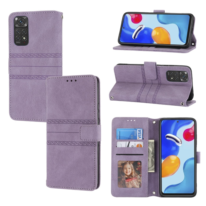 Estuche de cuero para teléfono con tapa horizontal con hebilla magnética a rayas en relieve, For vivo Y52s, For Motorola Moto G22, For Google Pixel 7, For Xiaomi Poco M4 Pro, For Nokia G21 / G11, For Google Pixel 7 Pro                                  ...