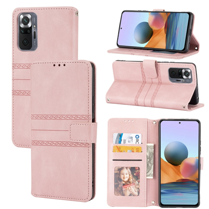 Estuche de cuero para teléfono con tapa horizontal con hebilla magnética a rayas en relieve, For vivo Y52s, For Motorola Moto G22, For Google Pixel 7, For Xiaomi Poco M4 Pro, For Nokia G21 / G11, For Google Pixel 7 Pro                                  ...