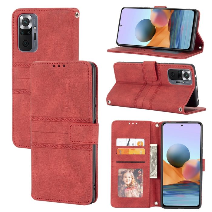 Estuche de cuero para teléfono con tapa horizontal con hebilla magnética a rayas en relieve, For vivo Y52s, For Motorola Moto G22, For Google Pixel 7, For Xiaomi Poco M4 Pro, For Nokia G21 / G11, For Google Pixel 7 Pro                                  ...