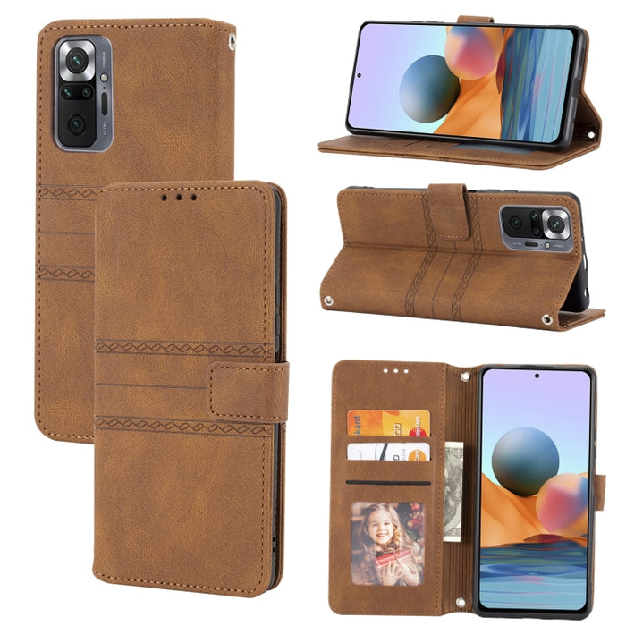 Estuche de cuero para teléfono con tapa horizontal con hebilla magnética a rayas en relieve, For vivo Y52s, For Motorola Moto G22, For Google Pixel 7, For Xiaomi Poco M4 Pro, For Nokia G21 / G11, For Google Pixel 7 Pro                                  ...