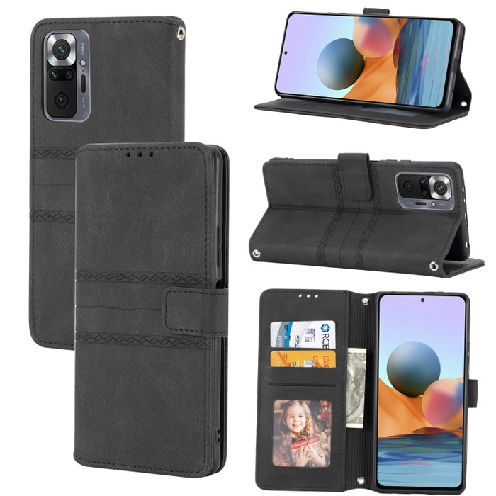 Estuche de cuero para teléfono con tapa horizontal con hebilla magnética a rayas en relieve, For vivo Y52s, For Motorola Moto G22, For Google Pixel 7, For Xiaomi Poco M4 Pro, For Nokia G21 / G11, For Google Pixel 7 Pro                                  ...