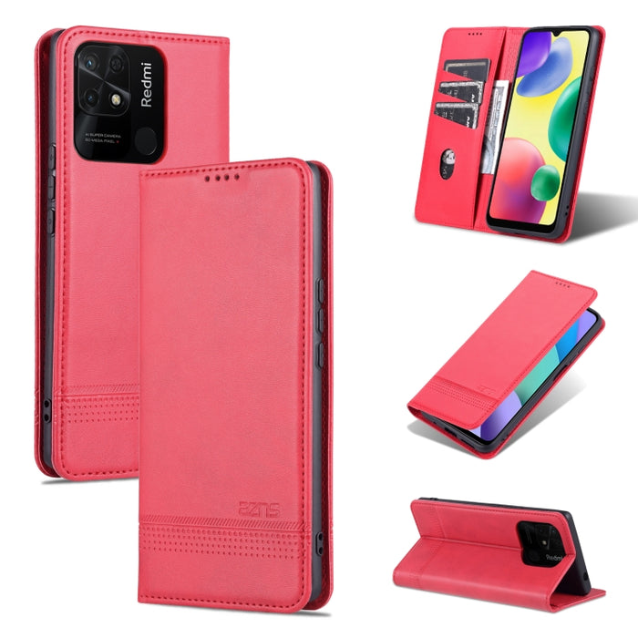 AZNS Funda de cuero con tapa magnética con textura de becerro para teléfono, For OPPO K10 / A96 4G / Realme 9i, For Xiaomi Redmi 10C / 10 India, For Honor X8 / X30i