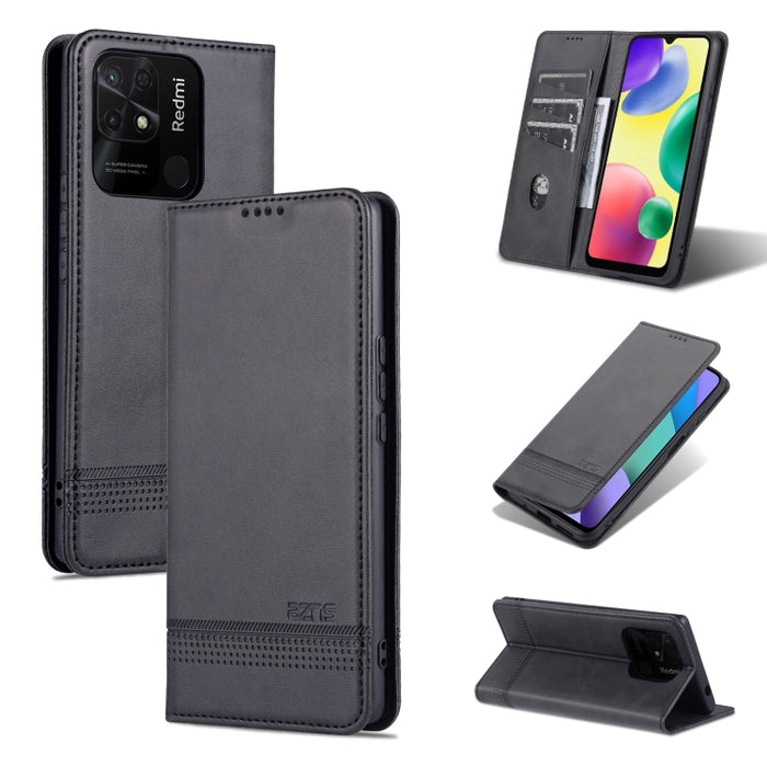 AZNS Funda de cuero con tapa magnética con textura de becerro para teléfono, For OPPO K10 / A96 4G / Realme 9i, For Xiaomi Redmi 10C / 10 India, For Honor X8 / X30i