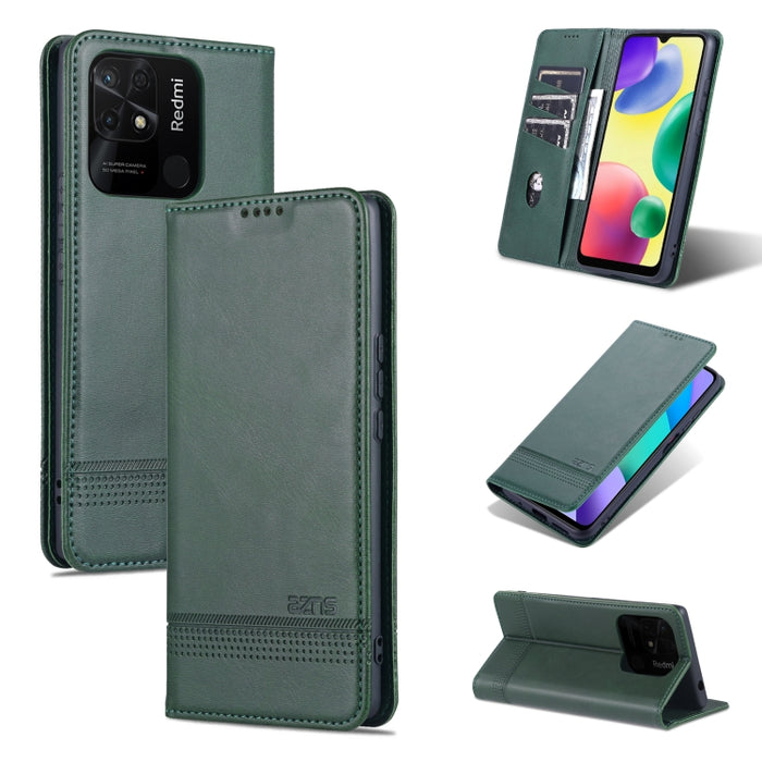 AZNS Funda de cuero con tapa magnética con textura de becerro para teléfono, For OPPO K10 / A96 4G / Realme 9i, For Xiaomi Redmi 10C / 10 India, For Honor X8 / X30i