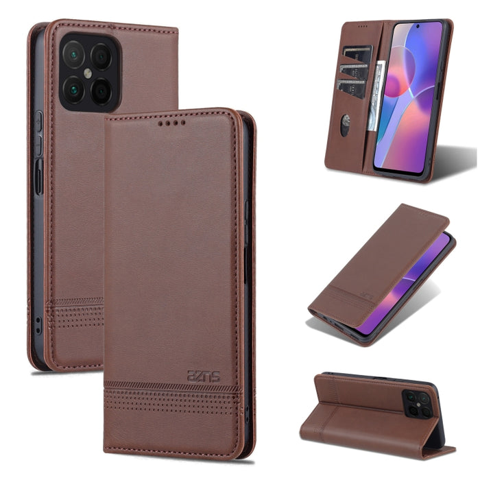 AZNS Funda de cuero con tapa magnética con textura de becerro para teléfono, For OPPO K10 / A96 4G / Realme 9i, For Xiaomi Redmi 10C / 10 India, For Honor X8 / X30i
