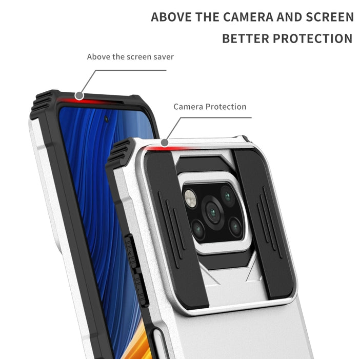Estuche para teléfono Camshield deslizante con soporte estereoscópico, For Xiaomi Redmi Note 10 Pro 4G, For Xiaomi Poco X3
