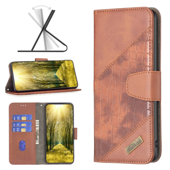 Estuche para teléfono de cuero con textura de cocodrilo con bloque de color, For Xiaomi Poco M4 Pro, For Xiaomi Poco M4 Pro 5G