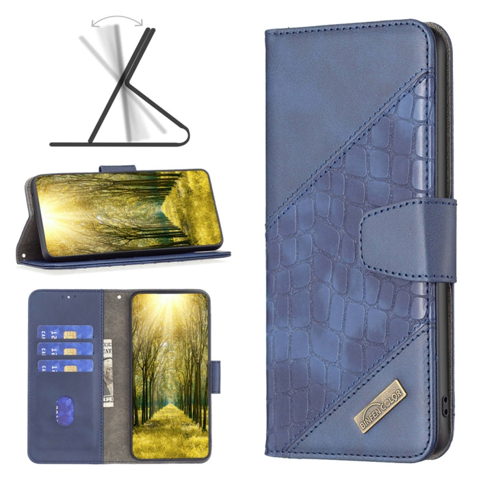 Estuche para teléfono de cuero con textura de cocodrilo con bloque de color, For Xiaomi Poco M4 Pro, For Xiaomi Poco M4 Pro 5G