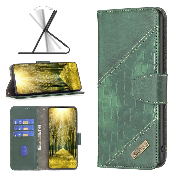 Estuche para teléfono de cuero con textura de cocodrilo con bloque de color, For Xiaomi Poco M4 Pro, For Xiaomi Poco M4 Pro 5G
