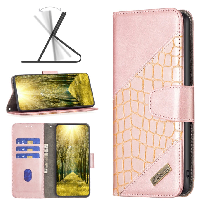 Estuche para teléfono de cuero con textura de cocodrilo con bloque de color, For Xiaomi Poco M4 Pro, For Xiaomi Poco M4 Pro 5G