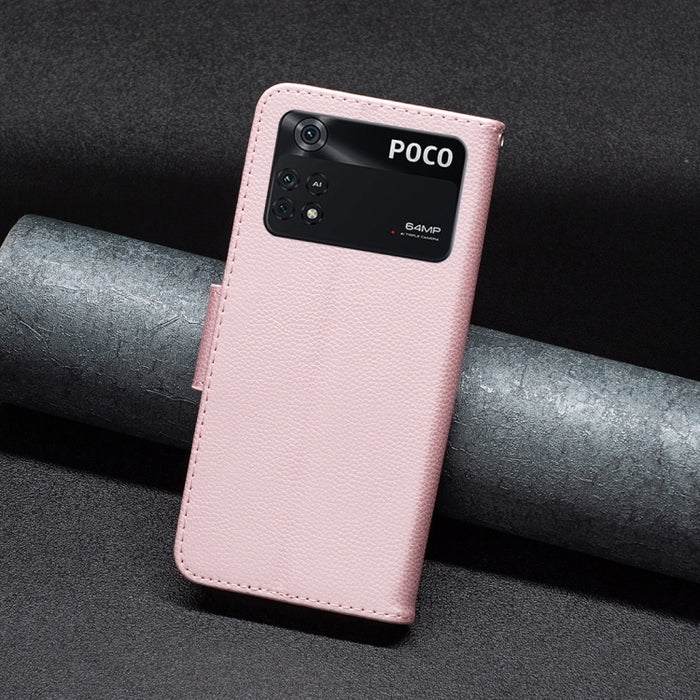 Estuche para teléfono de cuero de color puro con textura de litchi, For Xiaomi Poco M4 Pro, For Xiaomi Poco M4 Pro 5G