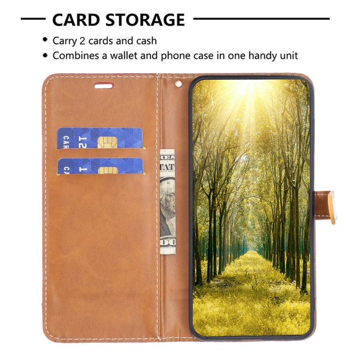 Estuche para teléfono de cuero con textura de mezclilla color block, For Xiaomi Poco M4 Pro, For Xiaomi Poco M4 Pro 5G