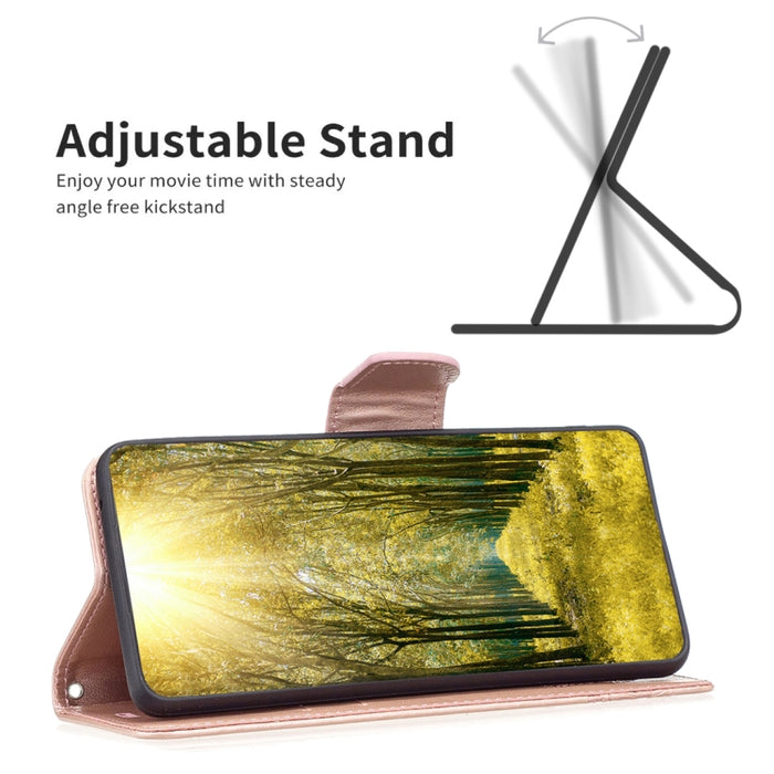 Estuche para teléfono de cuero con dos mariposas en relieve, For Xiaomi Poco M4 Pro, For Xiaomi Poco M4 Pro 5G