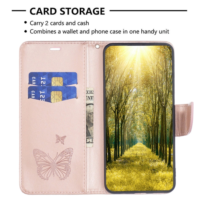 Estuche para teléfono de cuero con dos mariposas en relieve, For Xiaomi Poco M4 Pro, For Xiaomi Poco M4 Pro 5G