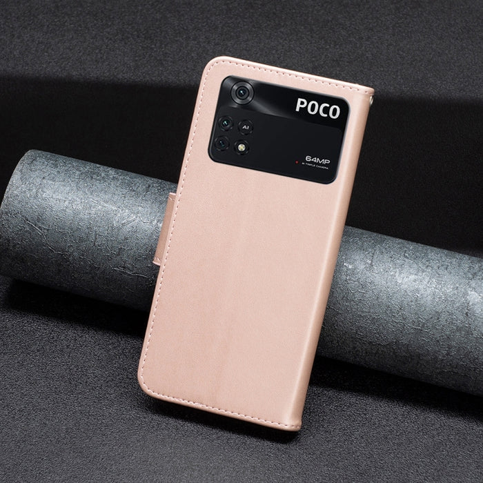 Estuche para teléfono de cuero con dos mariposas en relieve, For Xiaomi Poco M4 Pro, For Xiaomi Poco M4 Pro 5G