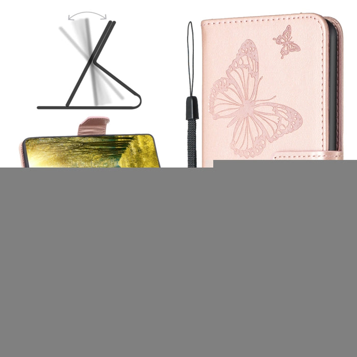 Estuche para teléfono de cuero con dos mariposas en relieve, For Xiaomi Poco M4 Pro, For Xiaomi Poco M4 Pro 5G