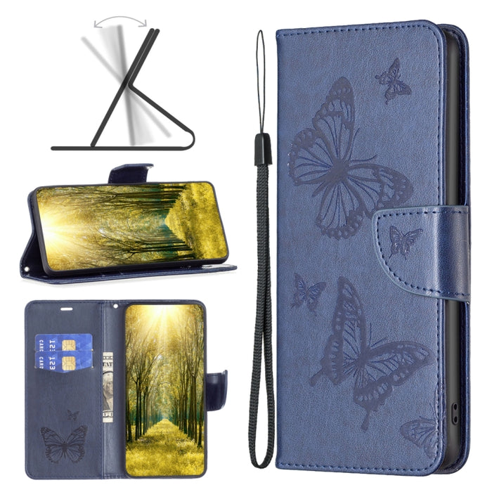 Estuche para teléfono de cuero con dos mariposas en relieve, For Xiaomi Poco M4 Pro, For Xiaomi Poco M4 Pro 5G