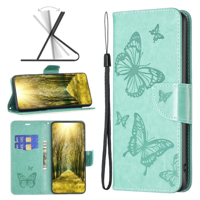 Estuche para teléfono de cuero con dos mariposas en relieve, For Xiaomi Poco M4 Pro, For Xiaomi Poco M4 Pro 5G