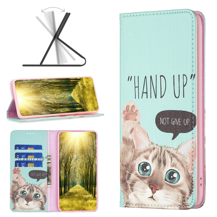 Estuche para teléfono de cuero pintado magnético invisible, For Xiaomi Poco M4 Pro, For Xiaomi Poco M4 Pro 5G