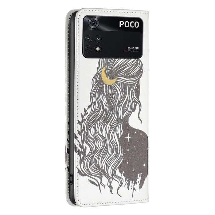 Estuche para teléfono de cuero pintado magnético invisible, For Xiaomi Poco M4 Pro, For Xiaomi Poco M4 Pro 5G