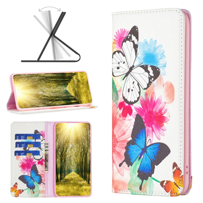 Estuche para teléfono de cuero pintado magnético invisible, For Xiaomi Poco M4 Pro, For Xiaomi Poco M4 Pro 5G