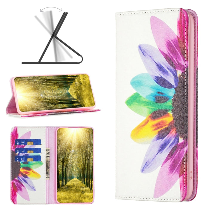 Estuche para teléfono de cuero pintado magnético invisible, For Xiaomi Poco M4 Pro, For Xiaomi Poco M4 Pro 5G