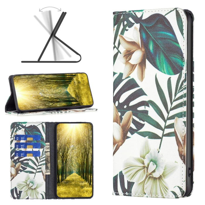 Estuche para teléfono de cuero pintado magnético invisible, For Xiaomi Poco M4 Pro, For Xiaomi Poco M4 Pro 5G