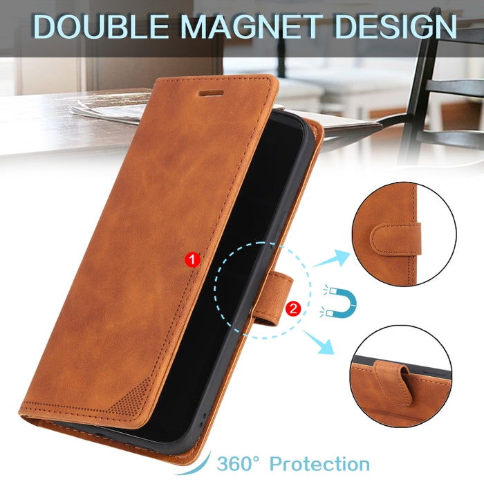 Estuche para teléfono de cuero con cepillo antirrobo Skin Feel, For Samsung Galaxy S22 Ultra 5G, For Samsung Galaxy S22 5G, For Samsung Galaxy S22+ 5G, For Xiaomi Redmi Note 11 Pro 4G, For Xiaomi Redmi Note 11 4G/11S Global