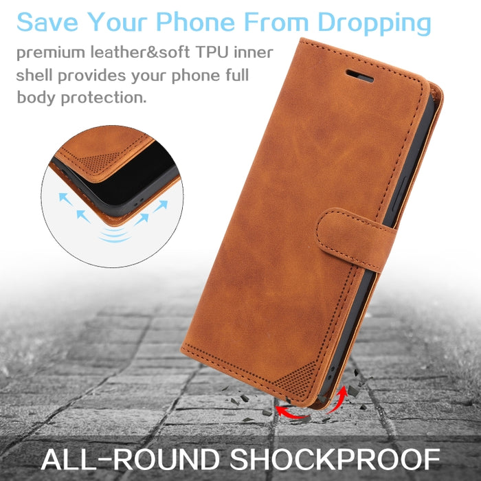 Estuche para teléfono de cuero con cepillo antirrobo Skin Feel, For Samsung Galaxy S22 Ultra 5G, For Samsung Galaxy S22 5G, For Samsung Galaxy S22+ 5G, For Xiaomi Redmi Note 11 Pro 4G, For Xiaomi Redmi Note 11 4G/11S Global